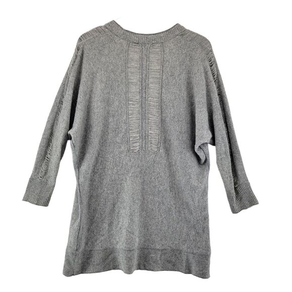 N:Philanthropy Distressed Cardigan Tunic Sweater XS S Gray Wool Modal Cashmere - Picture 2 of 9